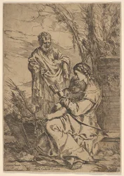 Sagrada Família com a Virgem lendo, a Virgem está de perfil com um livro à sua esquerda ..., 1640-60.
