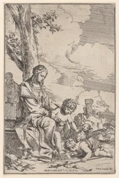A Sagrada Família com o infante São João beijando os pés de Cristo, 1640-60.