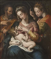 La Sainte Famille et Sainte Catherine - A Sagrada Família com Santa Catarina, de Procaccini, Giulio Cesare (1574-1625). Óleo sobre tela. Dimensão : 77x67 cm. Nationalmuseum Estocolmo