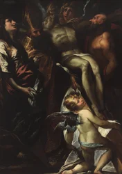 A Descida da Cruz com os Santos Maria Madalena, Agostinho, Jerônimo e Anjos, c. 1618