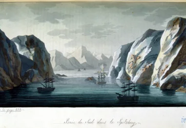 Southern Bay em Spitzberg, Noruega - em “” O traje antigo e moderno” de Jules Ferrario, ed. Milão