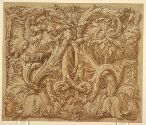 Design para Acanthus Rinceaux com animais e pássaros