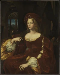 Retrato de Dona Isabel de Requesens e Enríquez de Cardona-Anglesola, c.1518 (óleo no painel transferido para a tela)