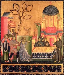 O Retábulo de São Francisco, detalhe representando o Milagre da Mulher Possuída (tempera no painel)