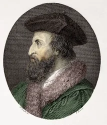 Retrato do médico, poeta e humanista italiano Girolamo Fracastoro (Hieronymus Fracastorius ou Jerome Fracastor) (1478/83-1553) Gravura Colecção Privada