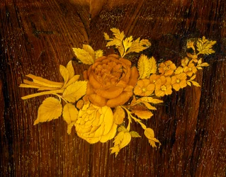 Bouquet de flores, detalhe de incrustação da mesa pela escola Giuseppe Maggiolini. Itália, finais do século XVIII