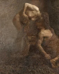 Luxuoso quadro Cleópatra de Giuseppe Amisani (1879-1941) Tamanho 210x190 cm Mede Palazzo Comunale
