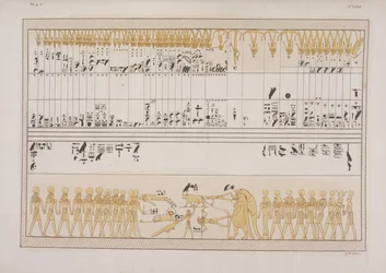 O Grande Zodíaco, da Tumba de Menephtah I, Biban-el-Moluk, Nubia, ilustração de "The Monumnents of Egypt and Nubia ..." por Ippolito Rosellini
