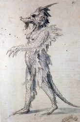 Figurino de fantasia de dragão, século XVI