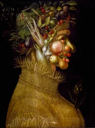 O Verão, pintura de Giuseppe Arcimboldi (Arcimboldo) (1527-1593), 1563, dimensões 67 x 51 cm, Viena, Kunsthistorisches Museum