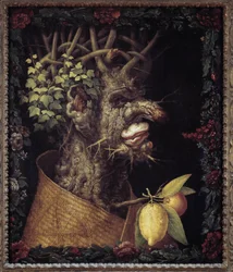 O Inverno. Alegoria sobre as estações do ano. Pintura de Giuseppe Arcimboldo (1527-1593). Musee du Louvre