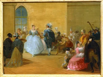 Um baile de máscaras veneziano ... (pintura sobre tela)