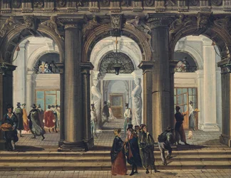 Entrada na Biblioteca Marciana em Veneza, por Giuseppe Bernardino Bison (1762-1844), Itália