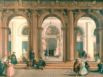 A entrada para a Biblioteca Marciana, a Piazzetta, Veneza