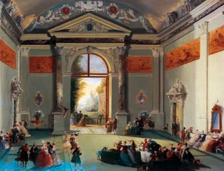 Conversa veneziana, de Giuseppe Bernardino Bison (1762-1844), óleo sobre tela, Itália