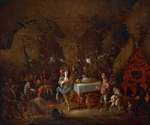 As bruxas encontram-se, por Giuseppe Bernardino Bison (1762-1844), óleo sobre tela, Itália
