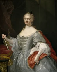 Retrato de Marie Amelie da Saxónia (1724-1760), Rainha Consorte de Espanha - Maria Amália da Saxónia (1724-1760), Rainha de Nápoles - Bonito, Giuseppe (1707-1789) - c. 1745 - Óleo sobre tela - 125x105 - Museo del Prado, Madrid