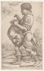 Davi carregando a cabeça de Golias, que ele segura pelos cabelos, 1620-30.