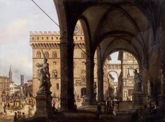 Florença, Piazza della Signoria (Praça Signoria), de Giuseppe Cannella (1788-1847)