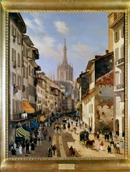 Milão, pintura representando La Corsia dei Servi