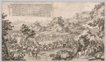 Atacando o acampamento em Gatan Ola: das cenas de batalha do combate às rebeliões ..., c. 1765-1774.