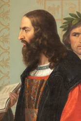 A corte de Ludovico il Moro, pormenor com Leonardo Da Vinci