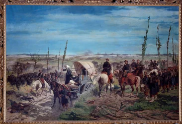 Acampamento militar italiano na batalha de Magenta, em 1859 (óleo sobre tela