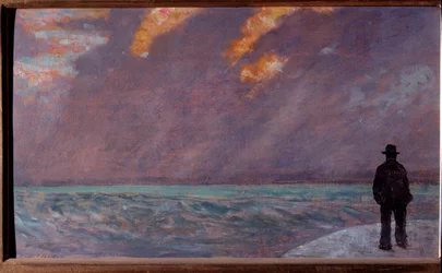 Pôr-do-sol no mar (óleo sobre tela