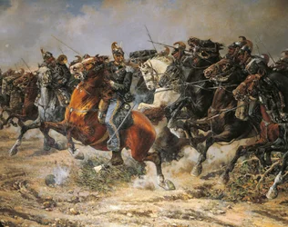 Terceira Guerra de Independência, Encargo da Cavalaria de Génova em Custoza, 24 de Junho de 1866, pintado por Giuseppe Gabani