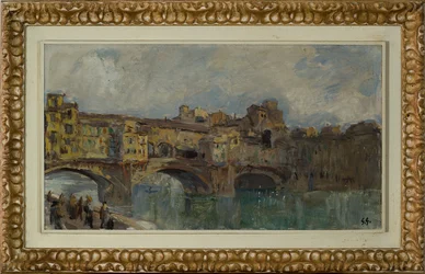 Ponte Vecchio em Florença (pintura a óleo sobre tela)