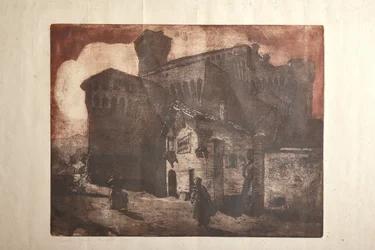 O Castelo de Vignola (gravura e água-tinta sobre papel, prato)