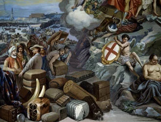 Comércio liguriano, pintura de Giuseppe Isola (1808-1893), Itália