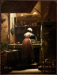 A Pintura de Cozinha de Giuseppe Maria Crespi chamada lo Spagnolo (Espanhol) (1665-1747) 1722 aproximadamente. Sol. 57x43 cm Florença, Galeria Uffizi (Uffizi)