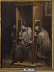 São João de Nepomuk ouve confissão da Rainha da Boêmia, 1729-41