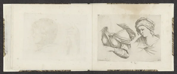 Parte superior do corpo de uma mulher e busto de uma mulher Exemplos de desenho (título da série) Mitelli intaglio (título da série)