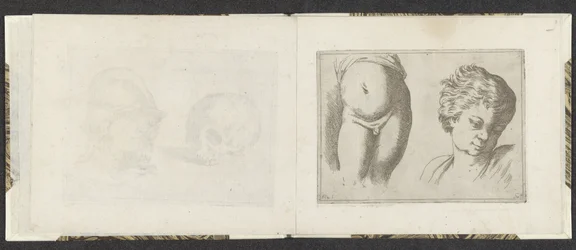Parte inferior do corpo nua e cabeça de uma criança Exemplos de desenho (título da série) Mitelli intaglio (título da série)