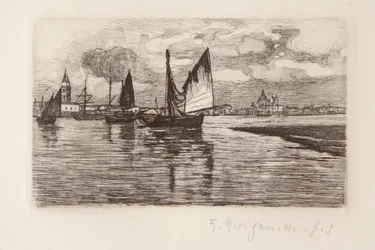 Barcos na Lagoa (gravura em papel branco)