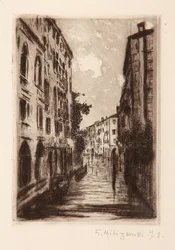 Canal veneziano (gravura em papel branco)
