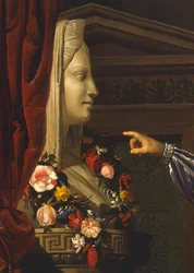 O velho apontando o Herm de Maria Luigia para sua neta, de Giuseppe Molteni, Circa 1830, óleo sobre tela
