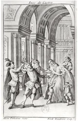 Ilustração do frontispício de &39;Ines de Castro&39; de Antoine Houdar de La Motte (1672-1731) gravada por Ferdinando Fambrini