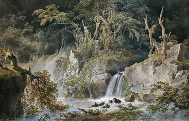 Paisagem com cachoeira, de Giuseppe Pietro Bagetti (1764-1831).