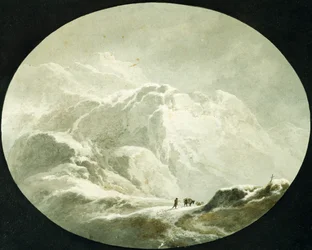 Passe alpino coberto de neve, por Giuseppe Pietro Bagetti (1764-1831)