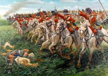 Primeiro Império: A carga dos Royal Scots Greys, Regimento de Dragões Escoceses, um Waterloo
