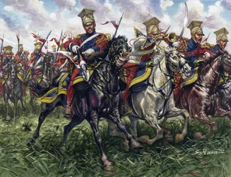 Primeiro Império: os Lanceiros Vermelhos ou Regimento de Lanceiros a Cavalo da Guarda Imperial durante a Batalha de Waterloo em 18/06/1815 - Primeiro Império: o 2º Regimento de Lanceiros de Cavalaria Ligeira da Guarda Imperial (Lanceiros Vermelhos ou Lance