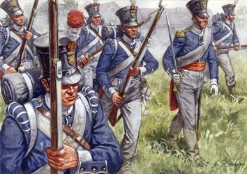 Primeiro império: infantaria belga ou holandesa por volta de 1815 - Primeiro império: infantaria belga ou holandesa - Ilustração de Giuseppe Rava