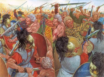 Guerra da Gália: "O cerco de Alésia em 52 a.C." A batalha decisiva entre o exército de Júlio César e o de Vercingetórix no local da atual Alise-Sainte-Reine - (Guerra da Gália: o cerco de Alésia em 52 a.C., batalha entre Júlio César e Vercingetórix)