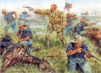 Guerras indígenas entre os índios Sioux e Cheyenne e os Estados Unidos: A última batalha de George Armstrong Custer (1839-1876), general da cavalaria americana, a 25 de junho, na batalha de Little Big Horn (Bighorn), Montana