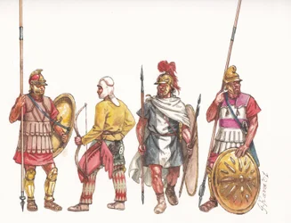 Exército macedónio falangite pikeman arqueiro e mercenário persa