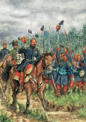 Napoleão III (1808-1873) um cavalo saudado pelo seu exército (desenho)