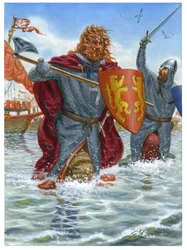 Terceira Cruzada: Ricardo I de Inglaterra, conhecido como Coração de Leão (1157-1199), atacando Saint Jean d